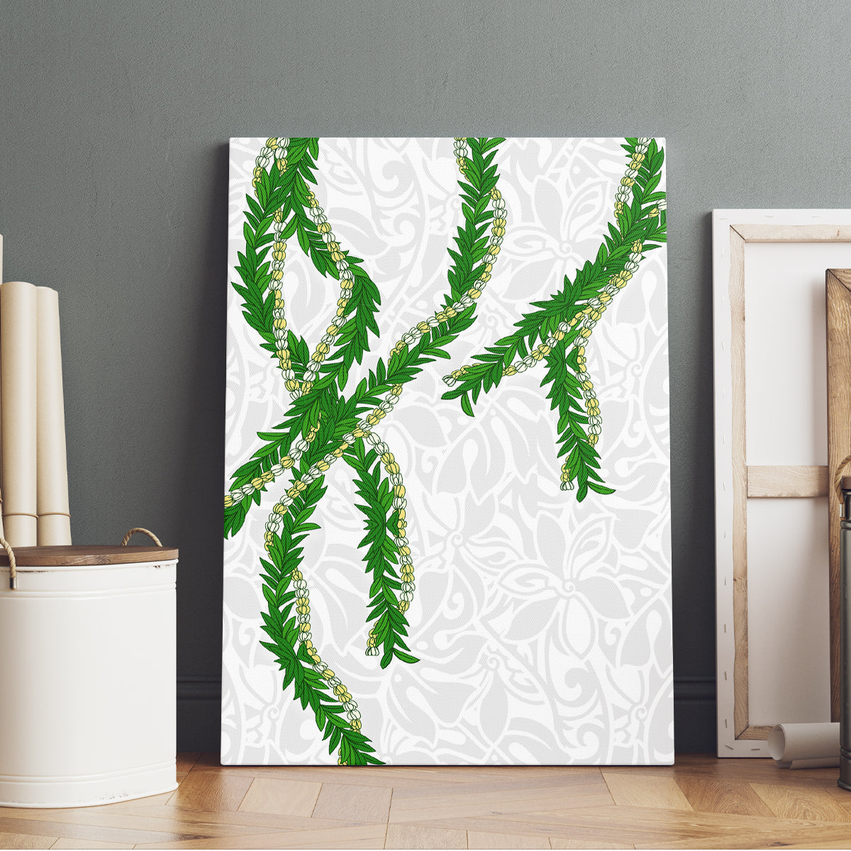 Hawaii Maile Lei Canvas Wall Art Aloha White Color LT03 - Polynesian Pride