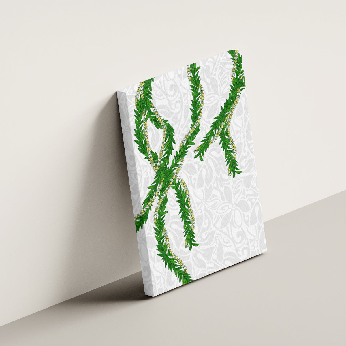 Hawaii Maile Lei Canvas Wall Art Aloha White Color LT03 - Polynesian Pride
