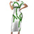 Hawaii Maile Lei Family Matching Short Sleeve Bodycon Dress and Hawaiian Shirt Aloha White Color