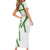 Hawaii Maile Lei Family Matching Short Sleeve Bodycon Dress and Hawaiian Shirt Aloha White Color