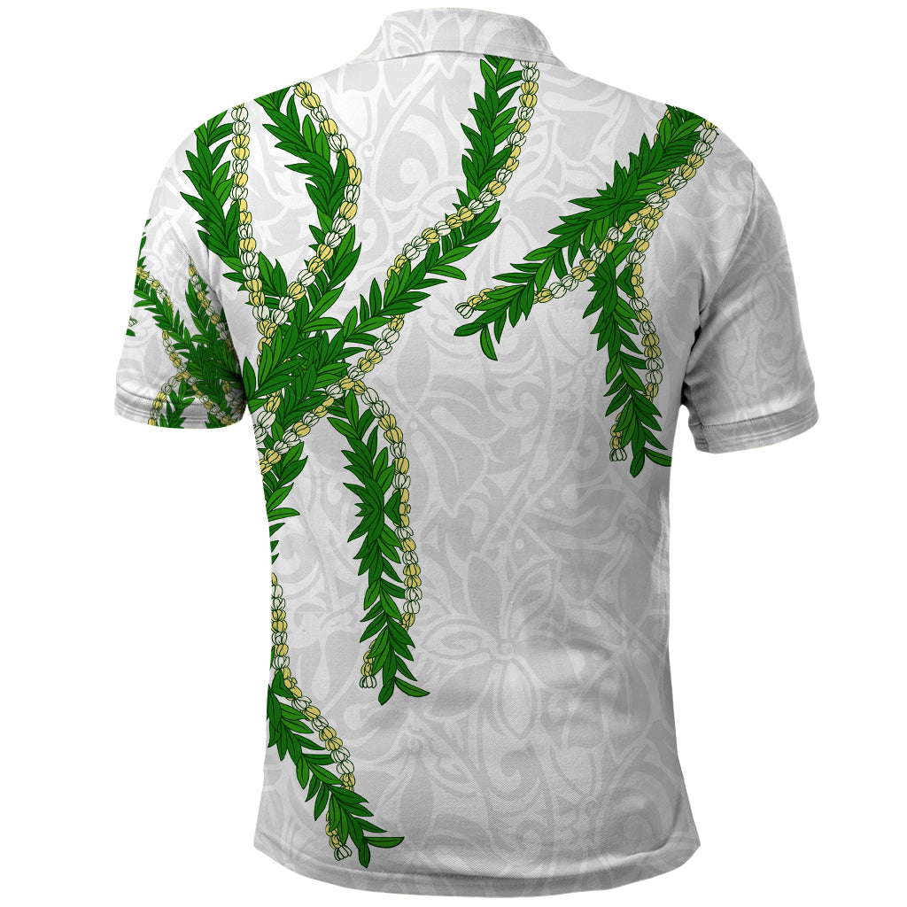 Hawaii Maile Lei Polo Shirt Aloha White Color LT03 - Polynesian Pride
