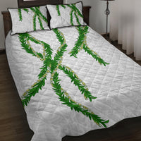 Hawaii Maile Lei Quilt Bed Set Aloha White Color LT03 White - Polynesian Pride