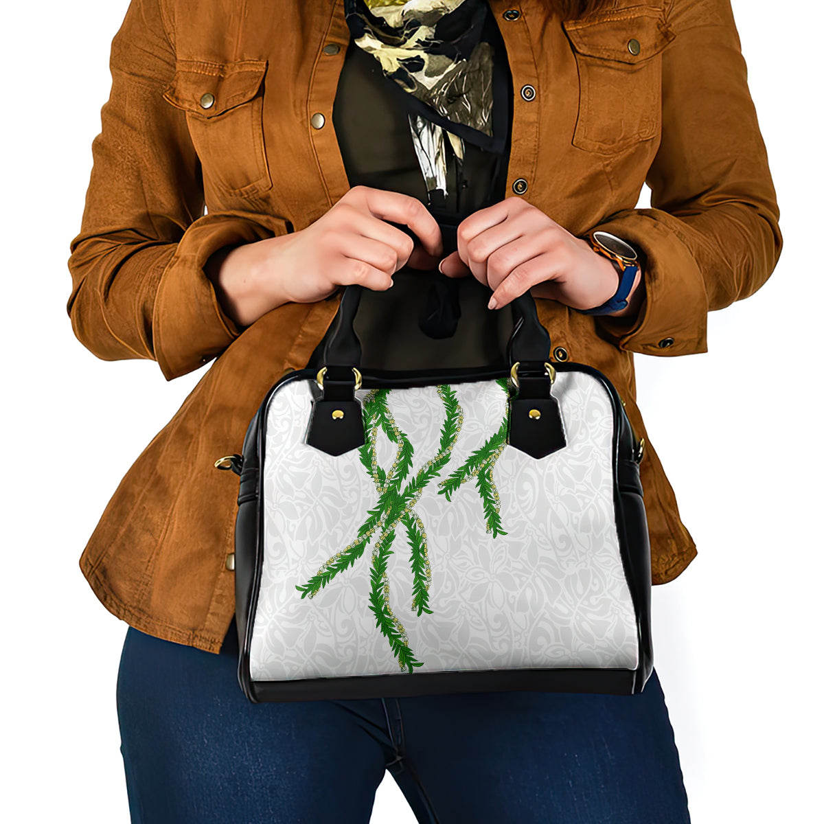 Hawaii Maile Lei Shoulder Handbag Aloha White Color LT03 - Polynesian Pride