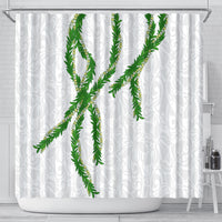 Hawaii Maile Lei Shower Curtain Aloha White Color LT03 - Polynesian Pride