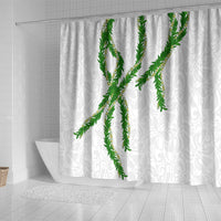 Hawaii Maile Lei Shower Curtain Aloha White Color LT03 - Polynesian Pride