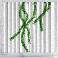 Hawaii Maile Lei Shower Curtain Aloha White Color LT03 - Polynesian Pride