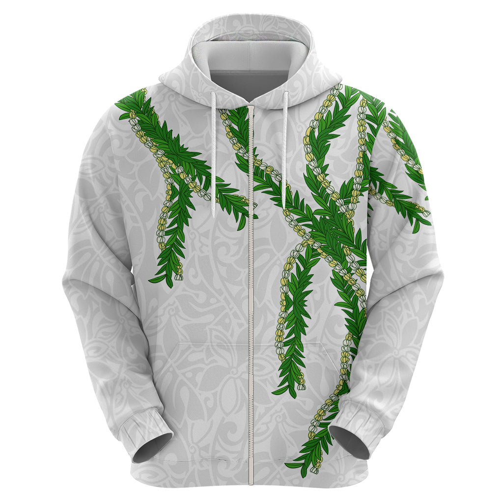 Hawaii Maile Lei Zip Hoodie Aloha White Color LT03 - Polynesian Pride