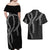 Hawaii Maile Lei Couples Matching Off Shoulder Maxi Dress and Hawaiian Shirt Aloha Grayscale Color