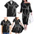 Hawaii Maile Lei Family Matching Off The Shoulder Long Sleeve Dress and Hawaiian Shirt Aloha Grayscale Color