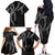 Hawaii Maile Lei Family Matching Off The Shoulder Long Sleeve Dress and Hawaiian Shirt Aloha Grayscale Color