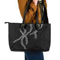 Hawaii Maile Lei Leather Tote Bag Aloha Grayscale Color LT03 - Polynesian Pride