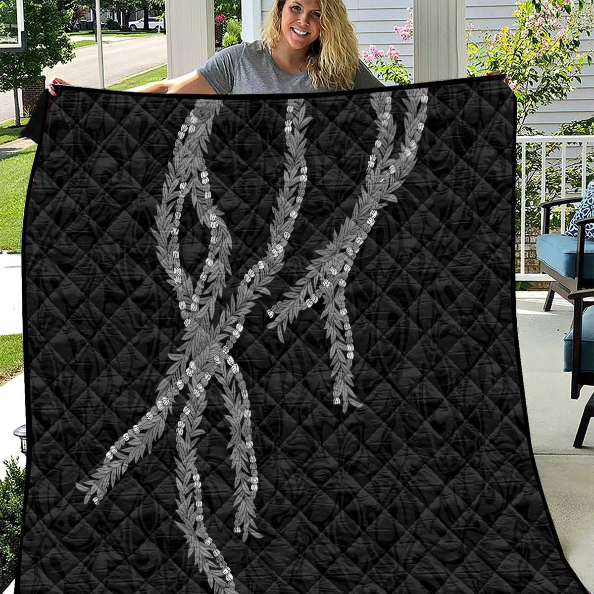 Hawaii Maile Lei Quilt Aloha Grayscale Color LT03 Grayscale - Polynesian Pride