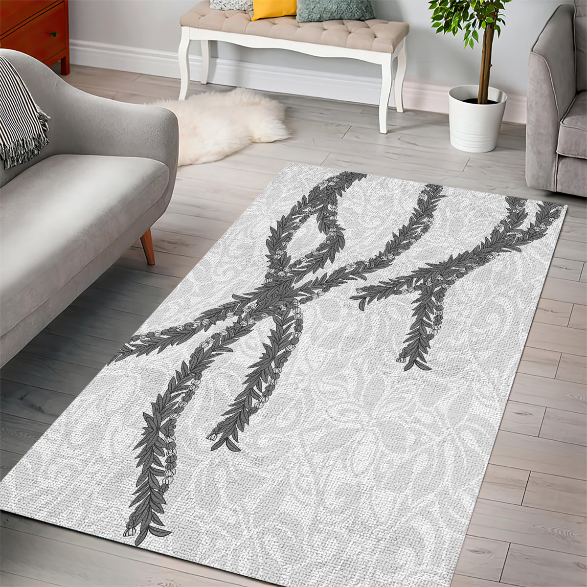 Hawaii Maile Lei Area Rug Aloha The Grey Color LT03 - Polynesian Pride