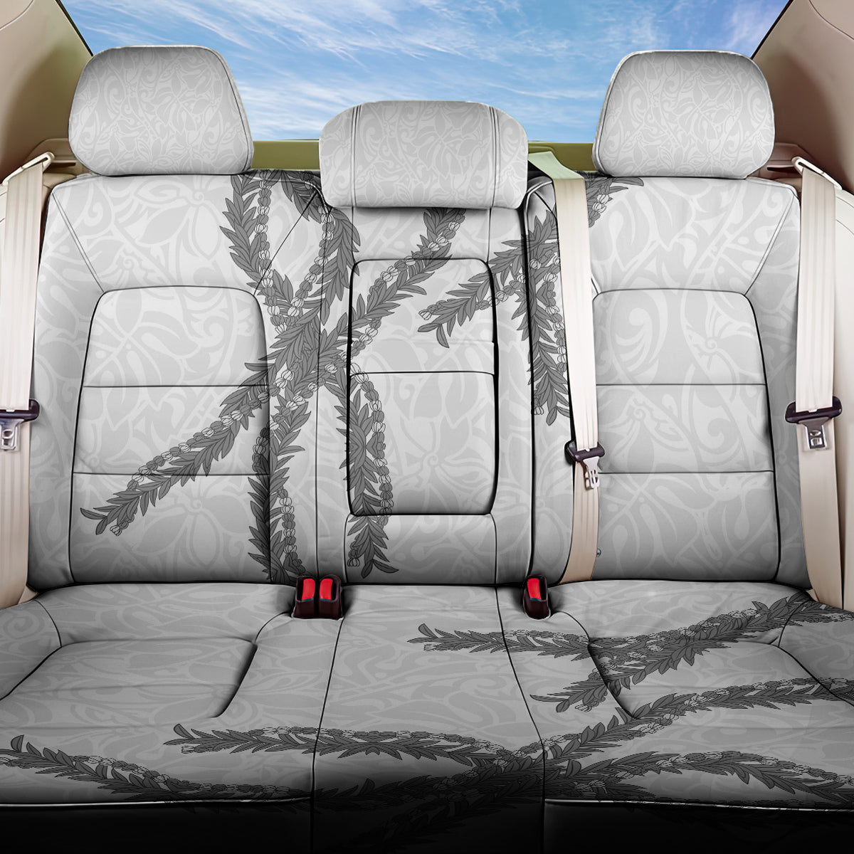 Hawaii Maile Lei Back Car Seat Cover Aloha The Grey Color LT03 One Size Grey - Polynesian Pride