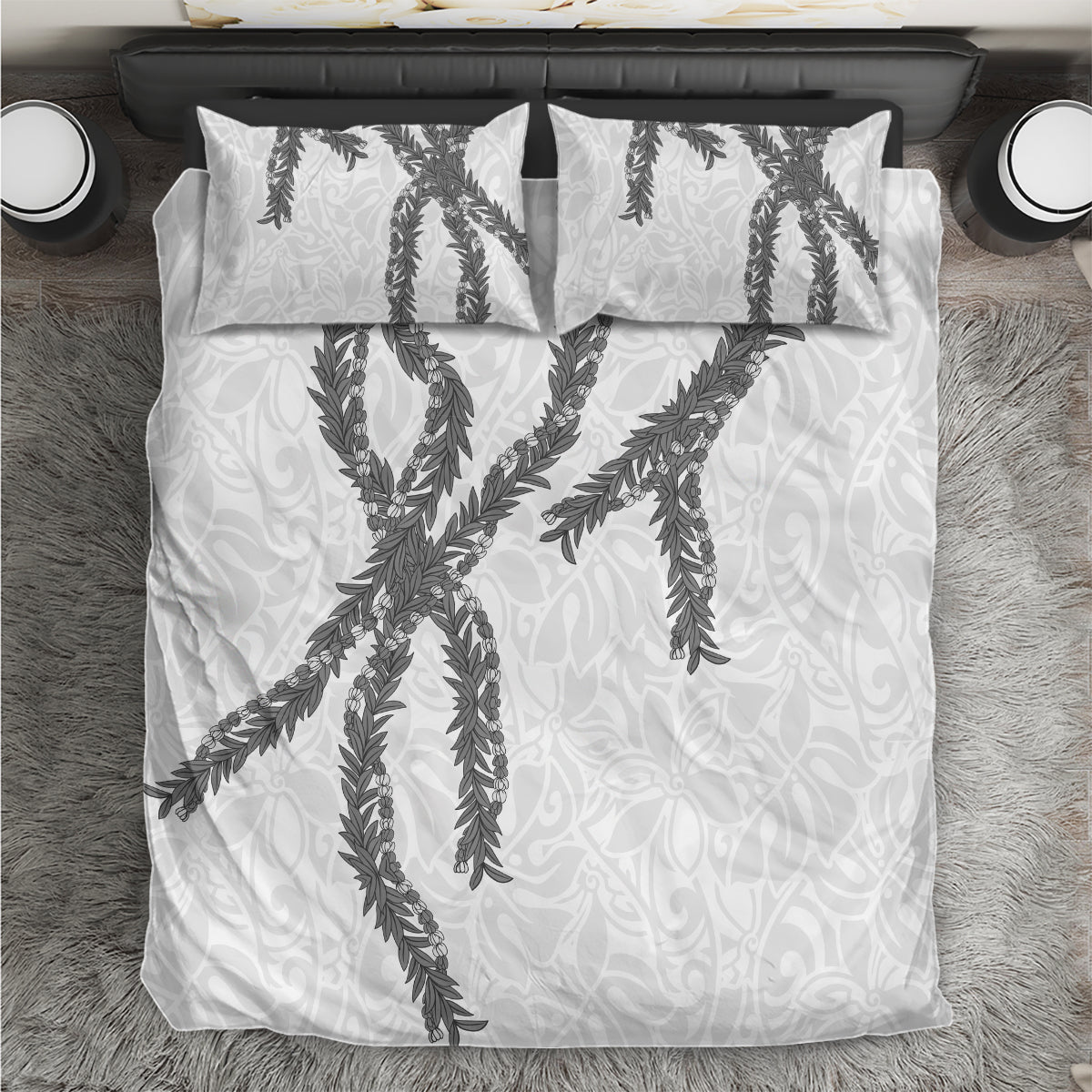 Hawaii Maile Lei Bedding Set Aloha The Grey Color LT03 Grey - Polynesian Pride