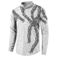 Hawaii Maile Lei Button Sweatshirt Aloha The Grey Color LT03 - Polynesian Pride