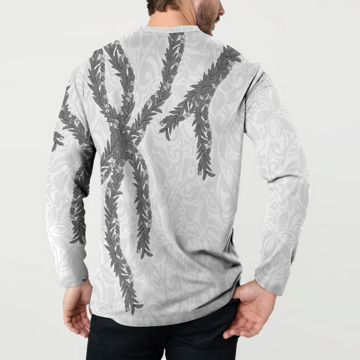 Hawaii Maile Lei Button Sweatshirt Aloha The Grey Color LT03 - Polynesian Pride