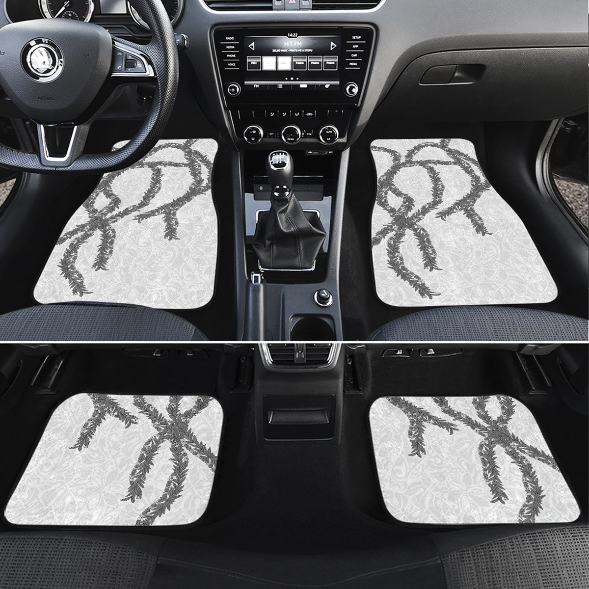 Hawaii Maile Lei Car Mats Aloha The Grey Color LT03 Set 4pcs Grey - Polynesian Pride