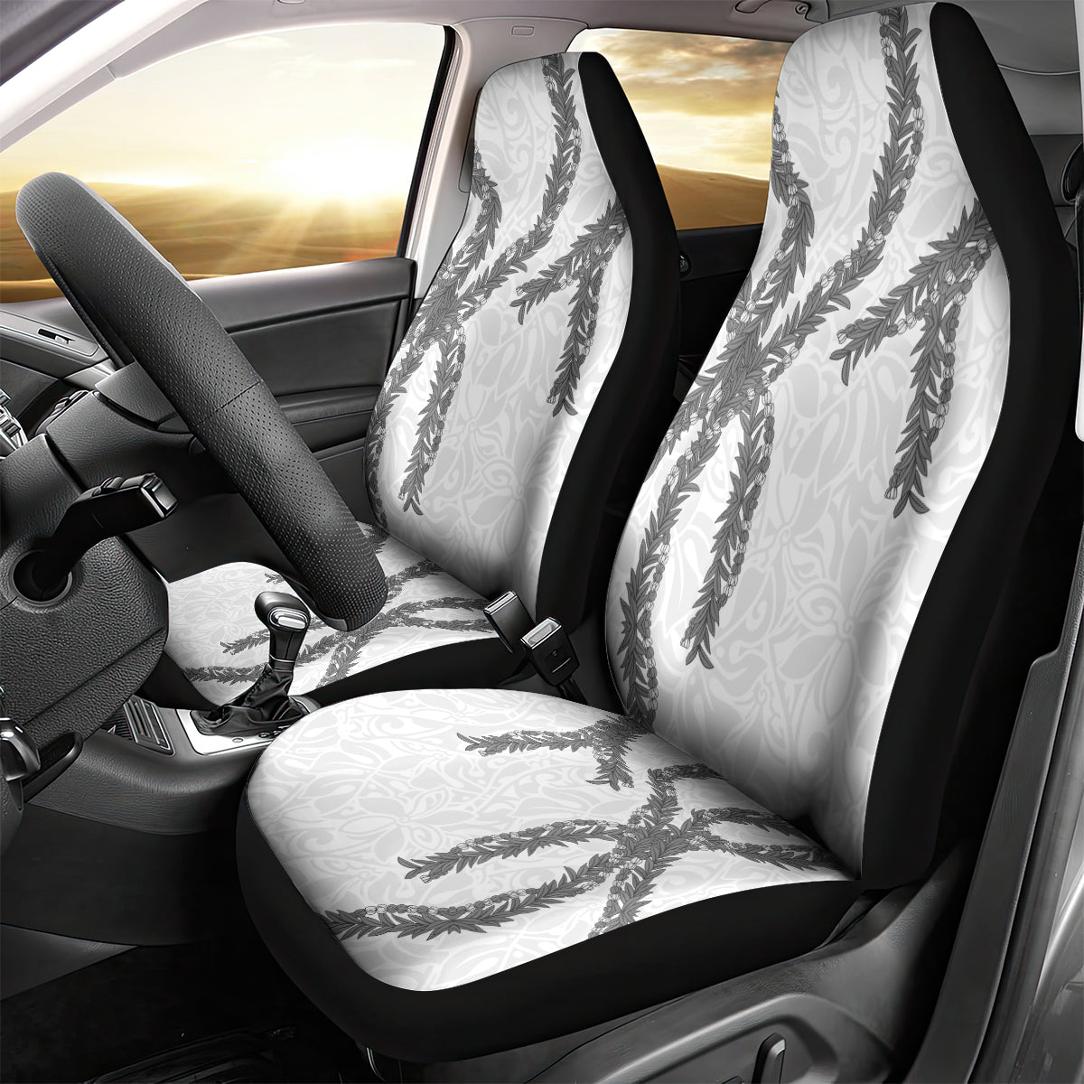 Hawaii Maile Lei Car Seat Cover Aloha The Grey Color LT03 - Polynesian Pride