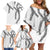 Hawaii Maile Lei Family Matching Off Shoulder Short Dress and Hawaiian Shirt Aloha The Grey Color