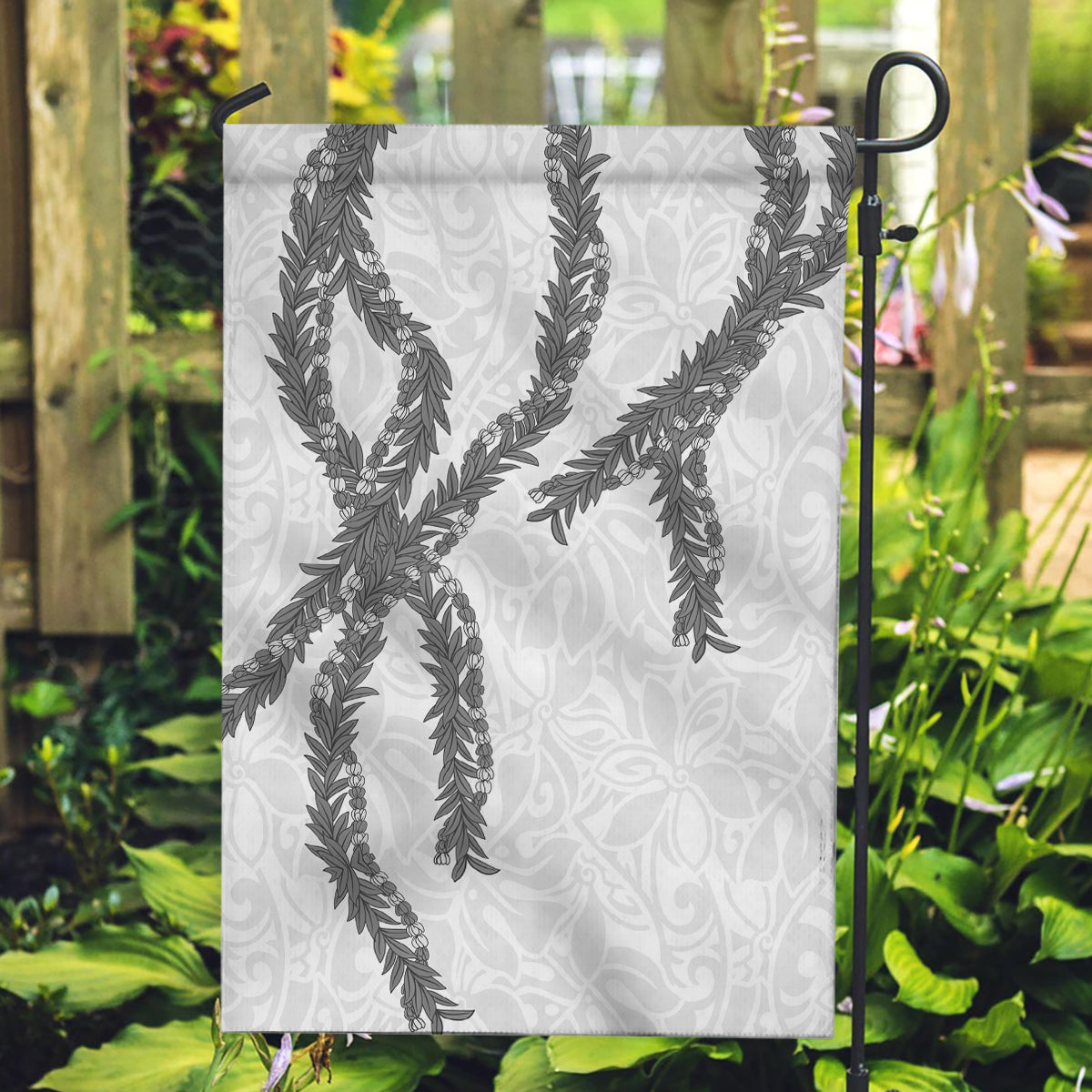 Hawaii Maile Lei Garden Flag Aloha The Grey Color LT03 Garden Flag Grey - Polynesian Pride