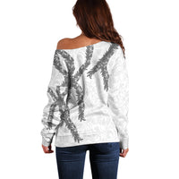 Hawaii Maile Lei Off Shoulder Sweater Aloha The Grey Color LT03 - Polynesian Pride