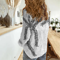 Hawaii Maile Lei Women Casual Shirt Aloha The Grey Color LT03 - Polynesian Pride