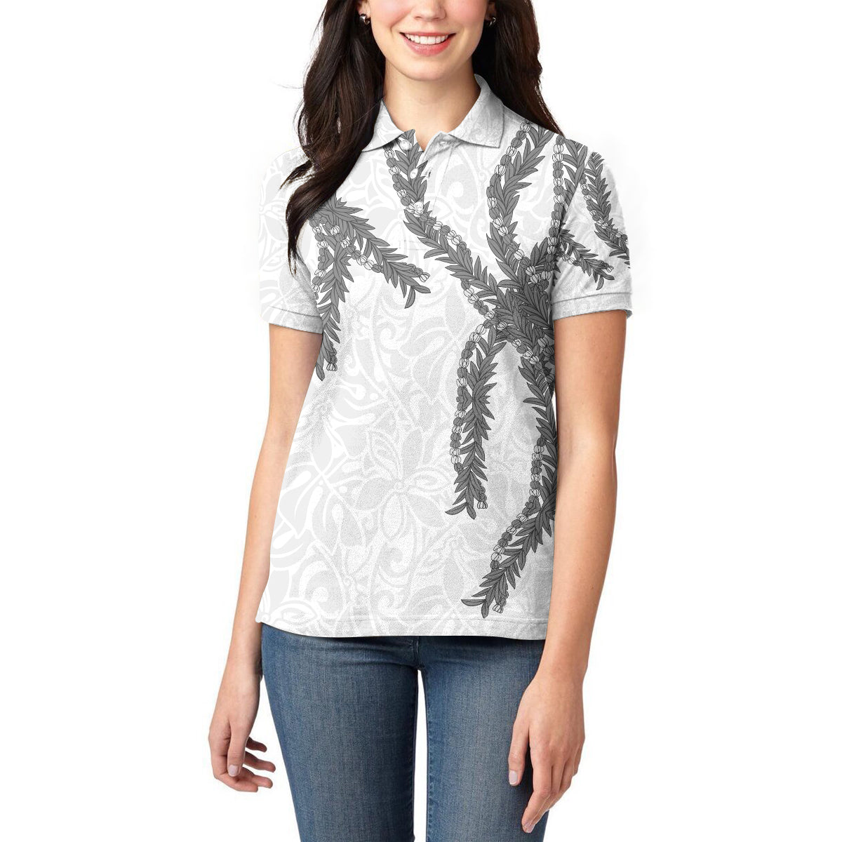 Hawaii Maile Lei Women Polo Shirt Aloha The Grey Color LT03 - Polynesian Pride