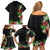 Hawaii Tropical Flowers and Leaves Family Matching Off Shoulder Short Dress and Hawaiian Shirt Tapa Pattern Colorful Mode