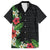 Hawaii Tropical Flowers and Leaves Family Matching Off Shoulder Short Dress and Hawaiian Shirt Tapa Pattern Colorful Mode