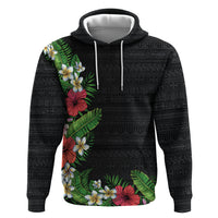 Hawaii Tropical Flowers and Leaves Hoodie Tapa Pattern Colorful Mode LT03 Pullover Hoodie Black - Polynesian Pride