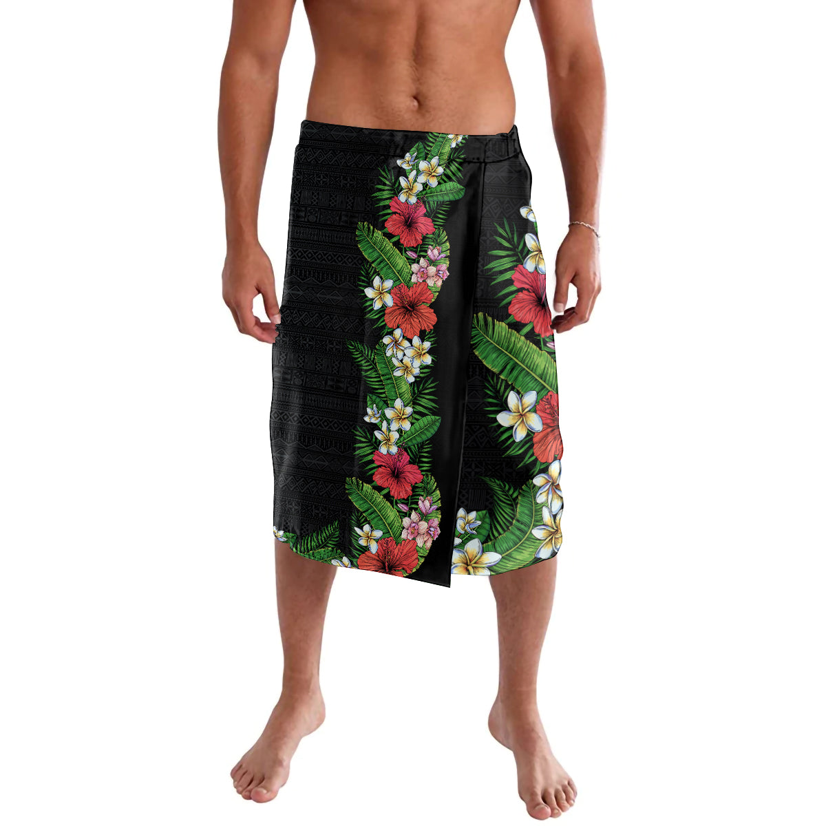 Hawaii Tropical Flowers and Leaves Lavalava Tapa Pattern Colorful Mode