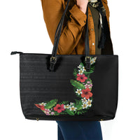 Hawaii Tropical Flowers and Leaves Leather Tote Bag Tapa Pattern Colorful Mode LT03 - Polynesian Pride