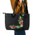 Hawaii Tropical Flowers and Leaves Leather Tote Bag Tapa Pattern Colorful Mode