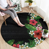 Hawaii Tropical Flowers and Leaves Round Carpet Tapa Pattern Colorful Mode LT03 - Polynesian Pride