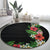 Hawaii Tropical Flowers and Leaves Round Carpet Tapa Pattern Colorful Mode