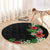 Hawaii Tropical Flowers and Leaves Round Carpet Tapa Pattern Colorful Mode