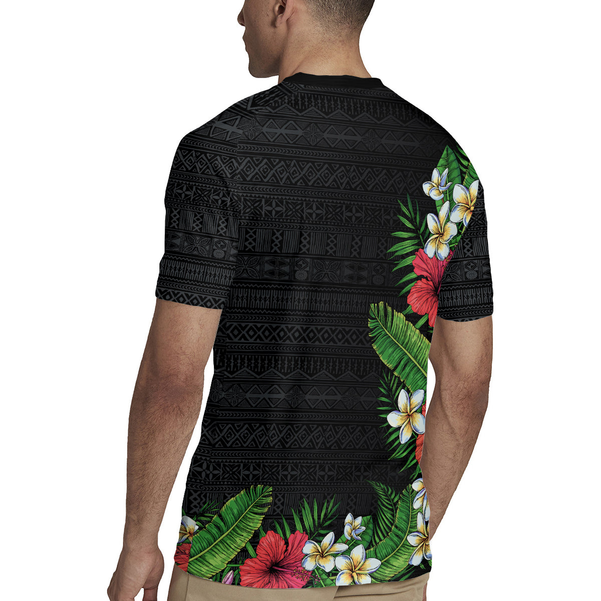Hawaii Tropical Flowers and Leaves Rugby Jersey Tapa Pattern Colorful Mode LT03 - Polynesian Pride