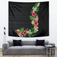 Hawaii Tropical Flowers and Leaves Tapestry Tapa Pattern Colorful Mode LT03 Black - Polynesian Pride