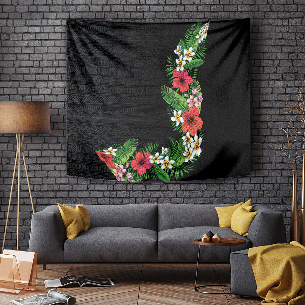Hawaii Tropical Flowers and Leaves Tapestry Tapa Pattern Colorful Mode LT03 - Polynesian Pride