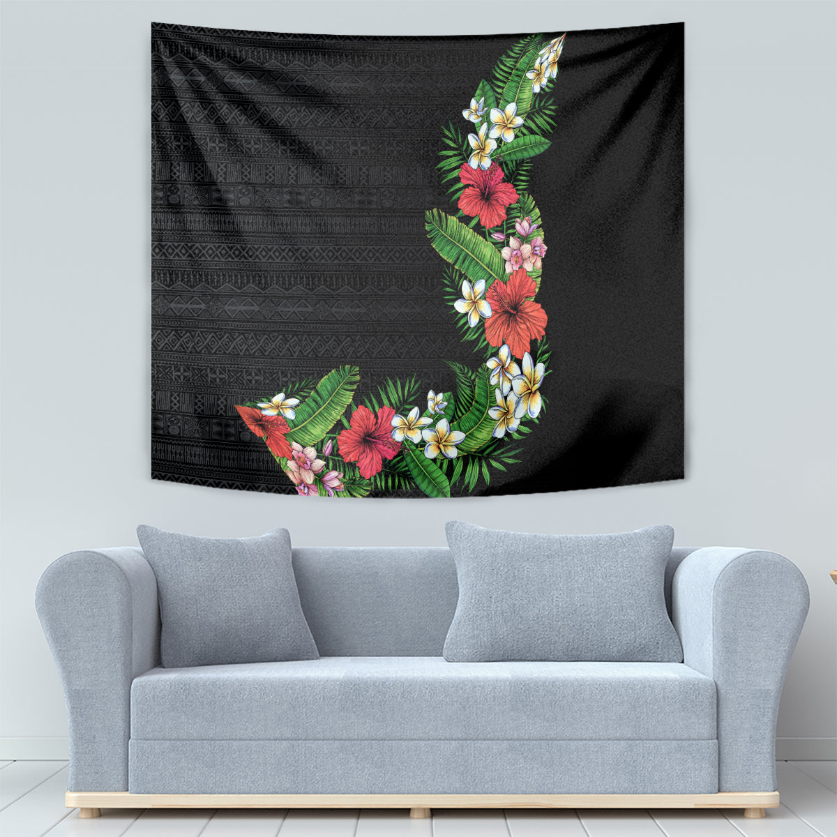 Hawaii Tropical Flowers and Leaves Tapestry Tapa Pattern Colorful Mode LT03 - Polynesian Pride