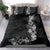 Hawaii Tropical Flowers and Leaves Bedding Set Tapa Pattern Grayscale Mode