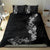 Hawaii Tropical Flowers and Leaves Bedding Set Tapa Pattern Grayscale Mode