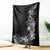 Hawaii Tropical Flowers and Leaves Blanket Tapa Pattern Grayscale Mode