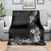 Hawaii Tropical Flowers and Leaves Blanket Tapa Pattern Grayscale Mode LT03 - Polynesian Pride