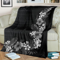 Hawaii Tropical Flowers and Leaves Blanket Tapa Pattern Grayscale Mode LT03 - Polynesian Pride