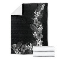 Hawaii Tropical Flowers and Leaves Blanket Tapa Pattern Grayscale Mode LT03 - Polynesian Pride