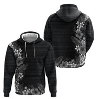 Hawaii Tropical Flowers and Leaves Hoodie Tapa Pattern Grayscale Mode LT03 - Polynesian Pride