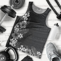 Hawaii Tropical Flowers and Leaves Men Tank Top Tapa Pattern Grayscale Mode LT03 - Polynesian Pride