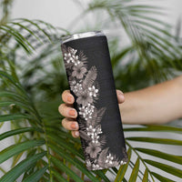 Hawaii Tropical Flowers and Leaves Skinny Tumbler Tapa Pattern Grayscale Mode LT03 - Polynesian Pride